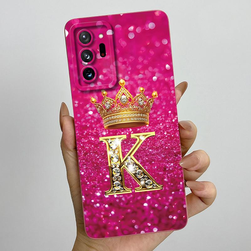 Case For Samsung Galaxy Note 20 Ultra Luxury Crown Letter Liquid Silicone Back Cover Soft Funda For Samsung Note20 20Ultra Coque