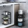 Support de Rangement pour Casseroles Multi-Couches Forte Portance Conception Creuse Réglable Placard Sous-Évier Support à Casseroles Support pour Ustensiles de Cuisine