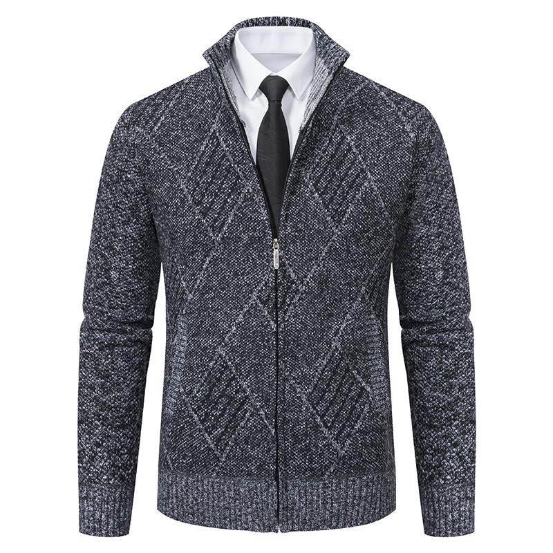 Cozy Up Men's Casual Slim Zip Up Thick Knitted Cardigan Sweaters with Pockets