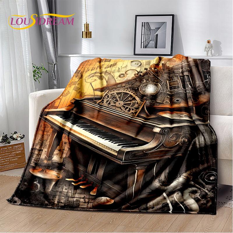 3D Dream Piano Key Music Instrument Cartoon Blanket,Soft Throw Blanket for Home Bedroom Bed Sofa Picnic Office Travel Cover Kids