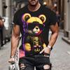 Tricou Bărbați la Modă Imprimeu Urs 3D Cool Mânecă Scurtă Hip Hop Stil Stradal Top Vară Bărbați Largi Outdoor Casual Îmbrăcăminte