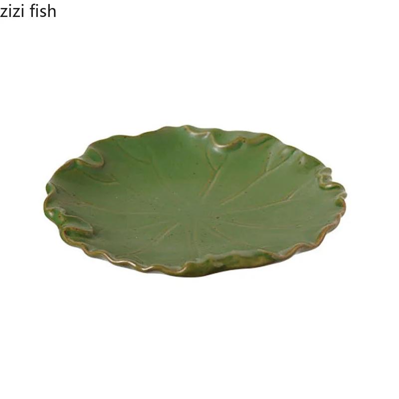 Irregular Lotus Leaf Plate Ceramic Dinner Plate Steak Plate Dessert Snack Dish Salad Plates Pasta Plates Japanese Tableware