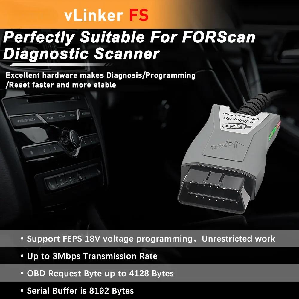 VLinker FS ELM327 Pre Ford FORScan HS/MS-CAN ELM 327 OBD 2 OBD2 Skener pre diagnostiku auta Rozhranie Nástroje OBDII Pre Mazdu