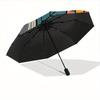 1pc Vinyl Flowers Automatic Open/close Folding Compact Umbrella, 8-Rib Sturdy Canopy, Lightweight Portable, Everyday Use, Gift,046