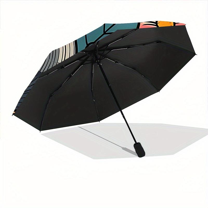 1pc Vinyl Flowers Automatic Open/close Folding Compact Umbrella, 8-Rib Sturdy Canopy, Lightweight Portable, Everyday Use, Gift,046