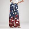 Women’s Loose Fit Casual Wide Leg Pants with Elastic Waist Drawstring and Printed Design Long Trousers with Pockets for Everyday Wear