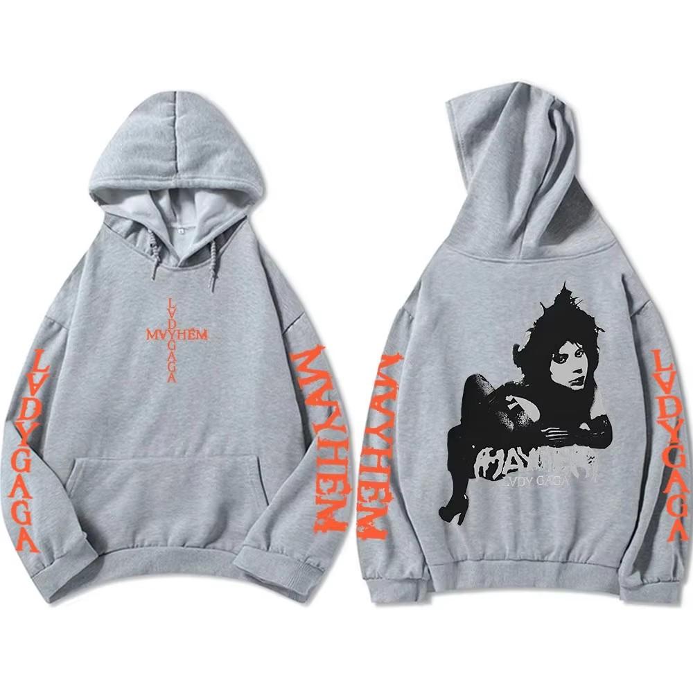 Hooded Pullovers Lady Gaga Mayhem Album Graphic Hoodies Hip Hop Unisex Streetwear Long Sleeve Loose Oversized Y2k Male Sweatshirts Print Hoody