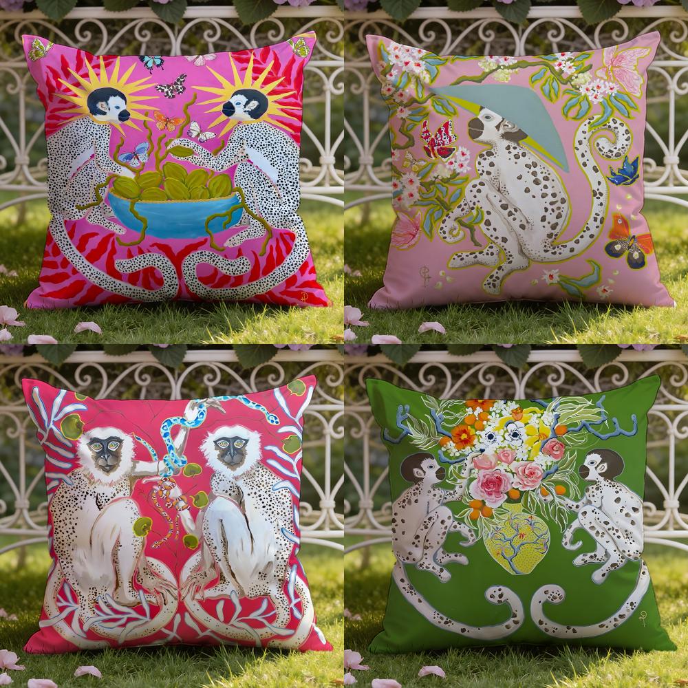 P-Paige G-Gemmel M-Monkey Cushion Cover Home & Car Dual-Scene Pillow Cover: Reversible for Premium Comfort