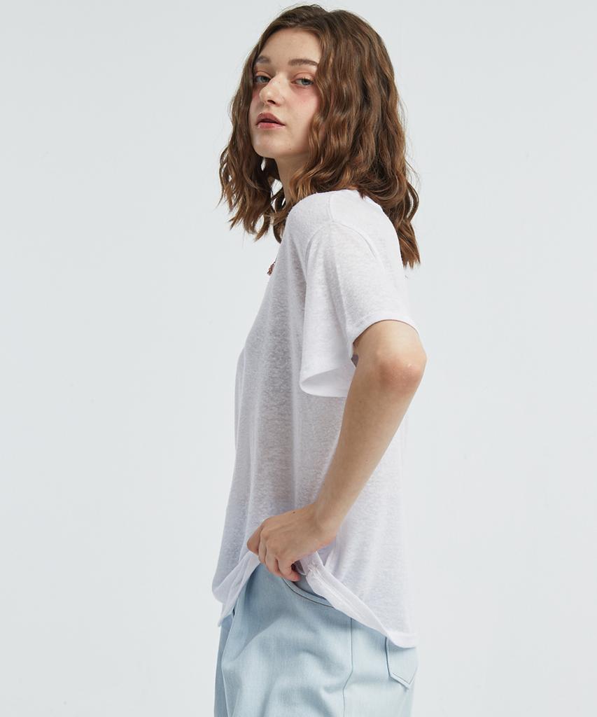 MANAVIS7 Basic Linen T-Shirt [White]