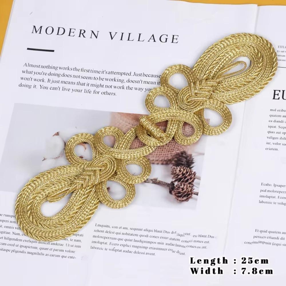 Golden Chinese Frog Buttons Handmade Flower Fastener Cheongsam Buttons DIY Sewing Knot Style Gold Lace Trim Clasps
