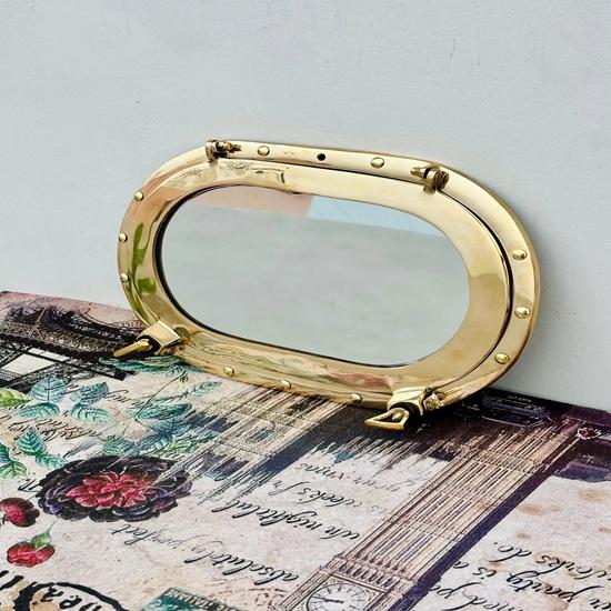 Brass Oval Porthole Brass Ship Mirror, Nautical Window Wall Mirror, Maritime Bathroom Mirror Home Decor, Gift