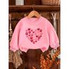 European Sizes Cute Heart Paw Print Pattern Kids' Spring Round Neck Sweatshirt 0-3 Years Comfortable Thin Design Suitable for Outdoor Wear