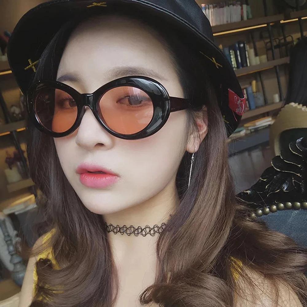 Goggle Glasses Oval Sunglasses Ladies Trendy Hot Vintage Retro Sunglasses Women's White Black Eyewear UV