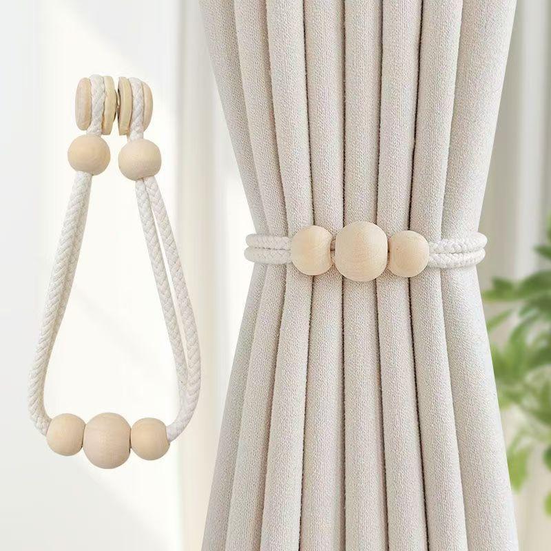 2 ks Minimalistické Světle Luxusní Stahovací Šňůrky na Záclony, Tkaná Šňůra s Třásněmi a Sponou pro Domácí Dekoraci, Nastavitelný Držák na Záclony
