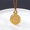 Vietnamese Ethnic Retro Rose Pendant Necklace with Inlaid Diamonds, Gold Finish, Long-Lasting Color Retention.