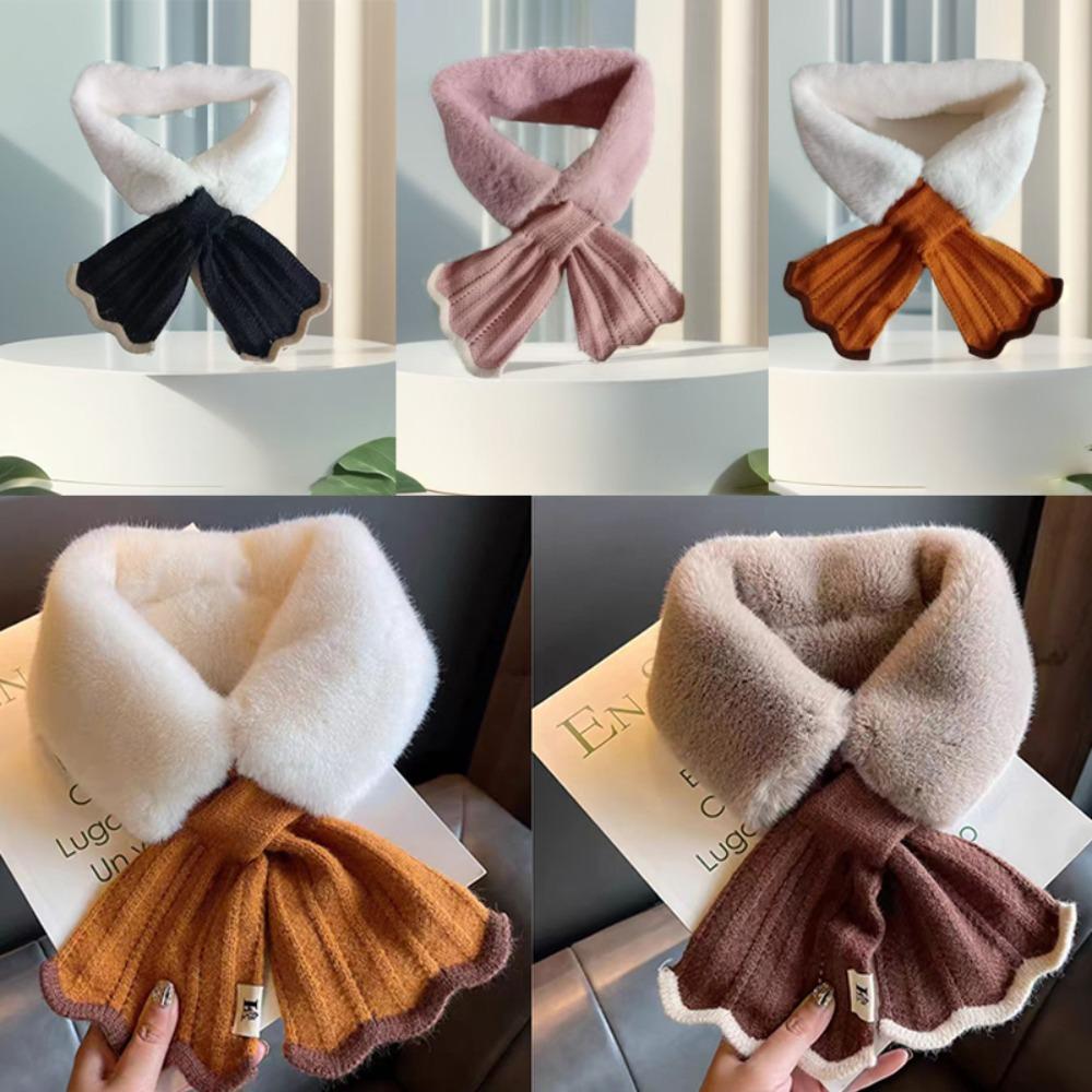 Windproof Neck Scarves Cross Wool Collar Elegant Knitted Scarf Winter