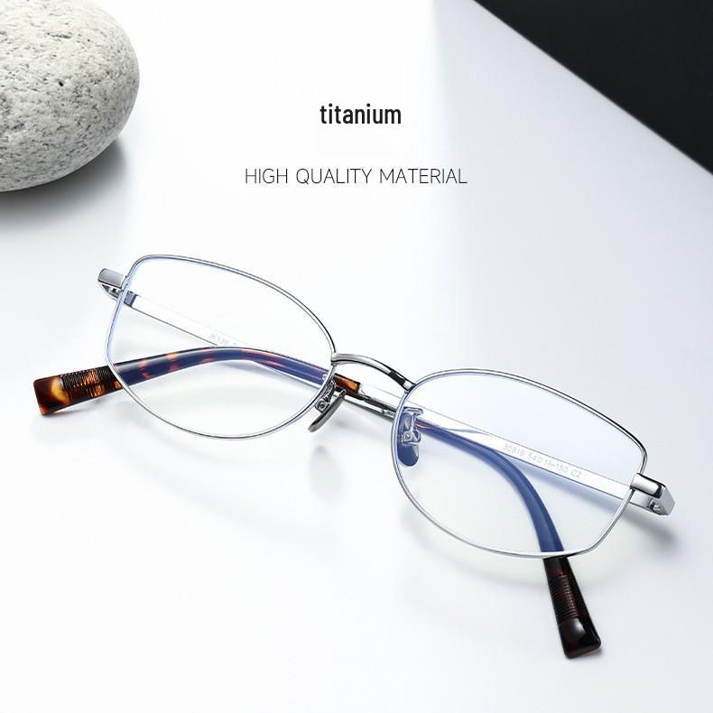 Women's Ultralight Titanium Cat Eye Glasses, Fashionable Polygon Design, Anti-Blue Light, Prescription-Ready.