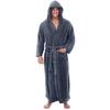 Men Hooded Bathrobe with Adjustable Belt Super Soft Fluffy Highly Absorbent Solid Color Pocket Design Male Bathrobe