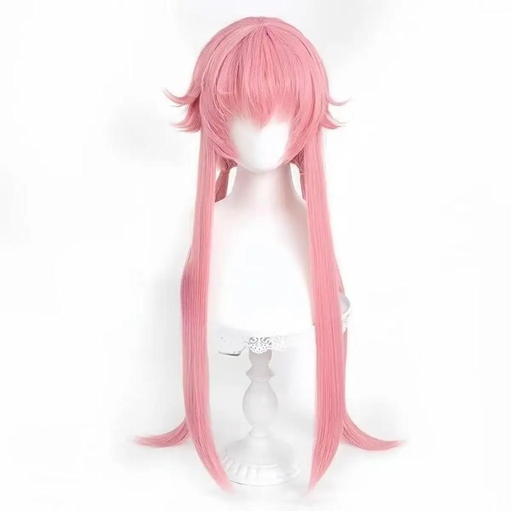 Anime he Future Diary Gasai Yuno Pruik voor Cosplay Roze Kostuum Pruik lange paardenstaart Synthetisch Haar Feestpruiken Halloween Feest