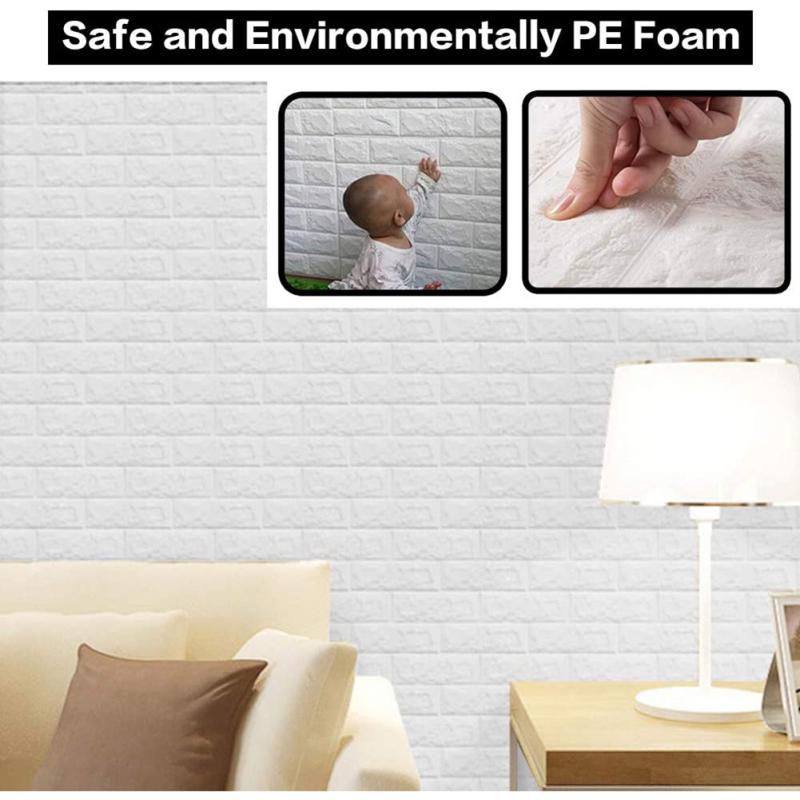 3D Baksteen Patroon Muursticker Zelfklevend Driedimensionaal Zacht Anti-botsing Waterdicht