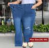 9XL Girl  Elastic Denim Trousers Ripped Women High Waist Pencil Pants Loose Stretched Scratched  Plus Size