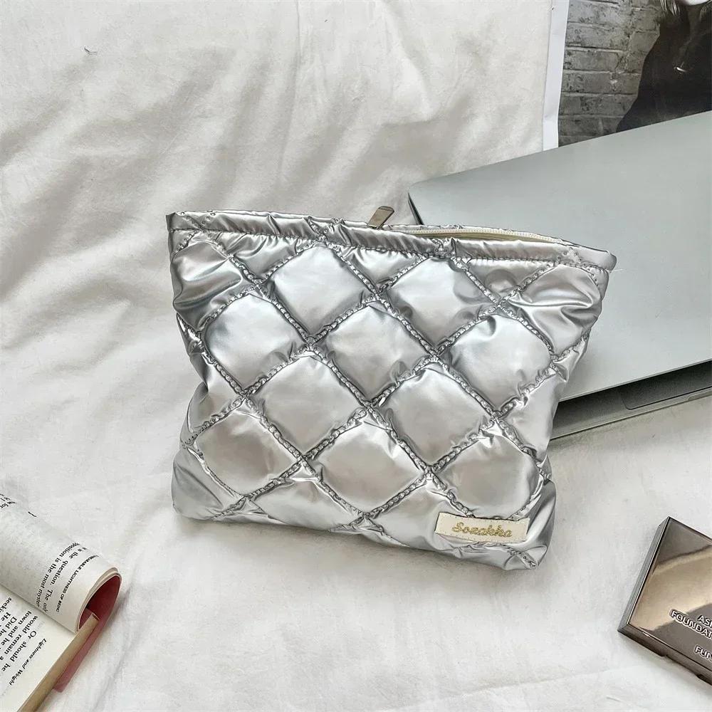 Quilted PU Love Bow Cosmetic Bag Skincare Products Pouch Pocket Multi-function Makeup Lipstick  Sanitary Napkin Storage Bag