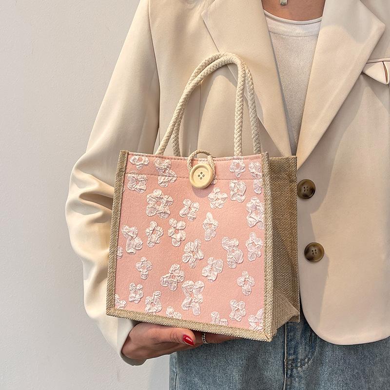 Hand-Bento-Tasche für Damen, neue lässige Muttertasche aus japanischem Leinen für Studenten, handgehaltene Lunchbox-Tasche