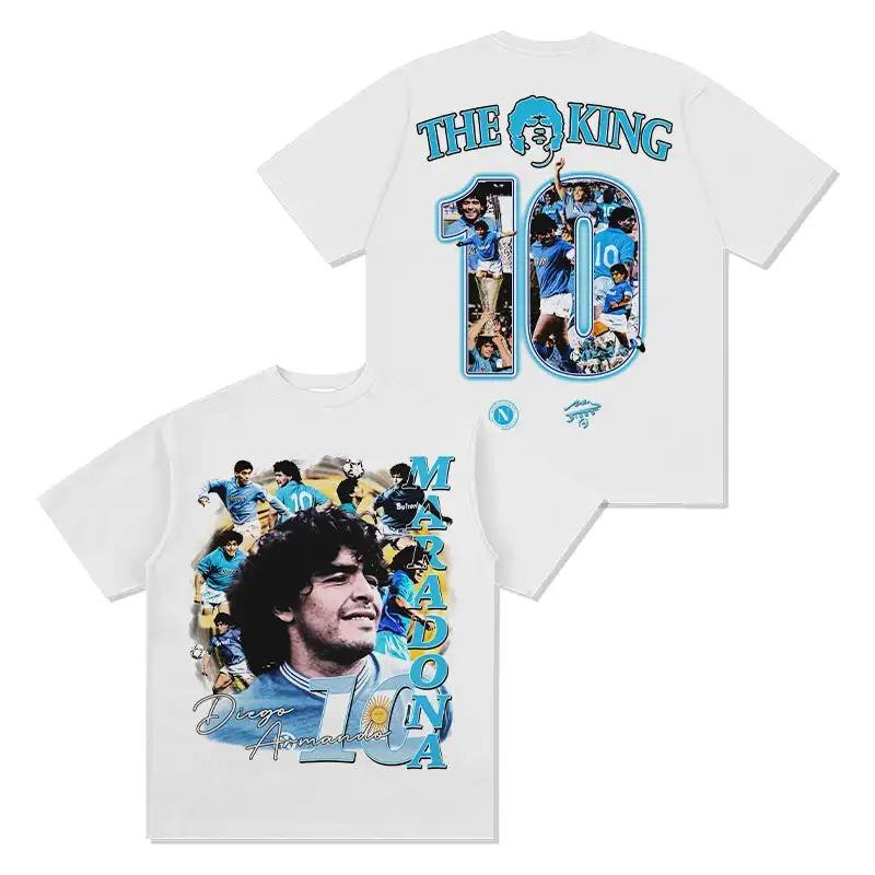 Summer Fashion Trendy Tee Diego Maradona Cotton Men's Football Tshirt Napoli Jersey 1989 Champion Commemorative Shirt Summer Unisex Short Sleeve Shirt