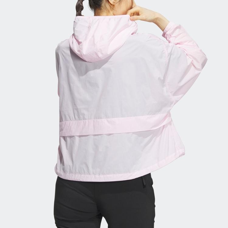 adidas Terrex Solid Logo Αντιανεμικό με Κουκούλα για Εξωτερικούς Χώρους Αντηλιακό Μπουφάν Γυναικείο Μπουφάν Διαφανές-Ροζ IU1272