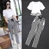 Women's Summer Sports Suit Short-sleeved T-shirt + Nine-minute Pants Casual Two-piece Set
