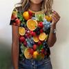 Summer Round Neck 3D Fruit Print Top Fashionable Casual Short Sleeved Women's T-shirts