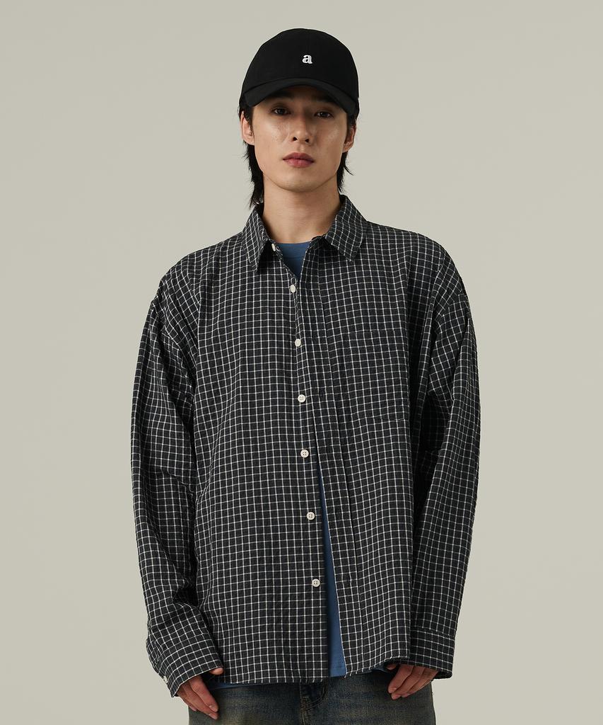 ANALOG MOOD Plaid Cotton Check Shirt (Black)