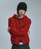 Moo Cursive Crop Zip-Up Hoodie - Red