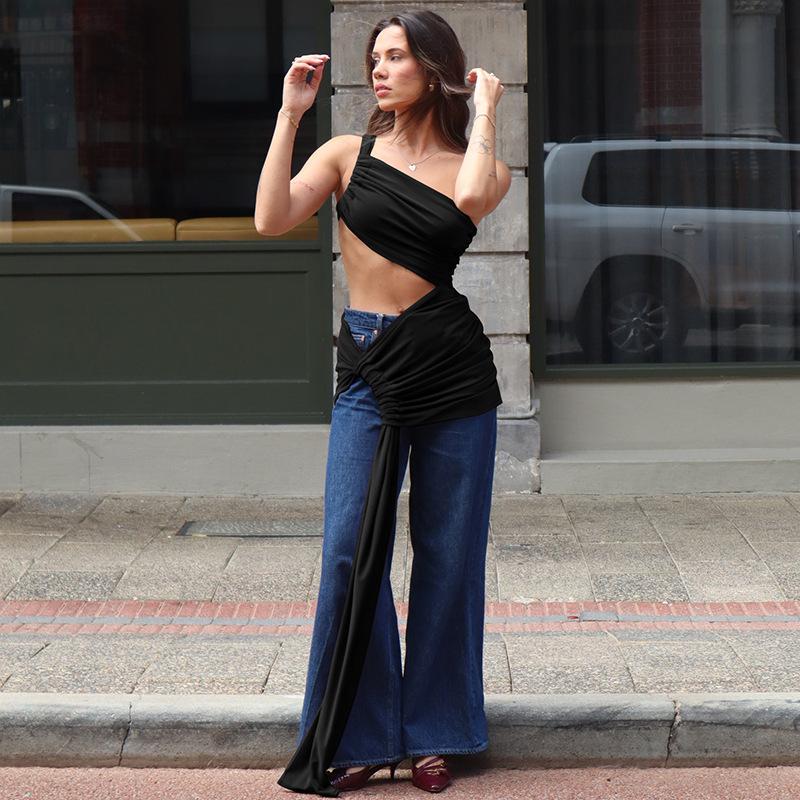 Women's Bandage Hollow Out Lace Skirts Two Pieces Matching Set 2025 Irregular Tops Long Dresses Suit Beach Vacation Party Outfit