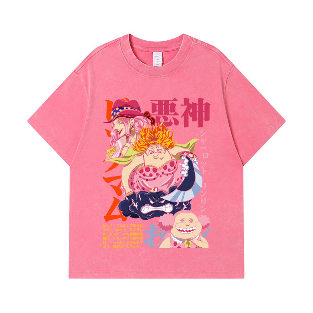 275 GSM Washed T-shirts 100% Cotton One Piece V37 Big Mom Print Unisex Heavy Cotton T Shirt