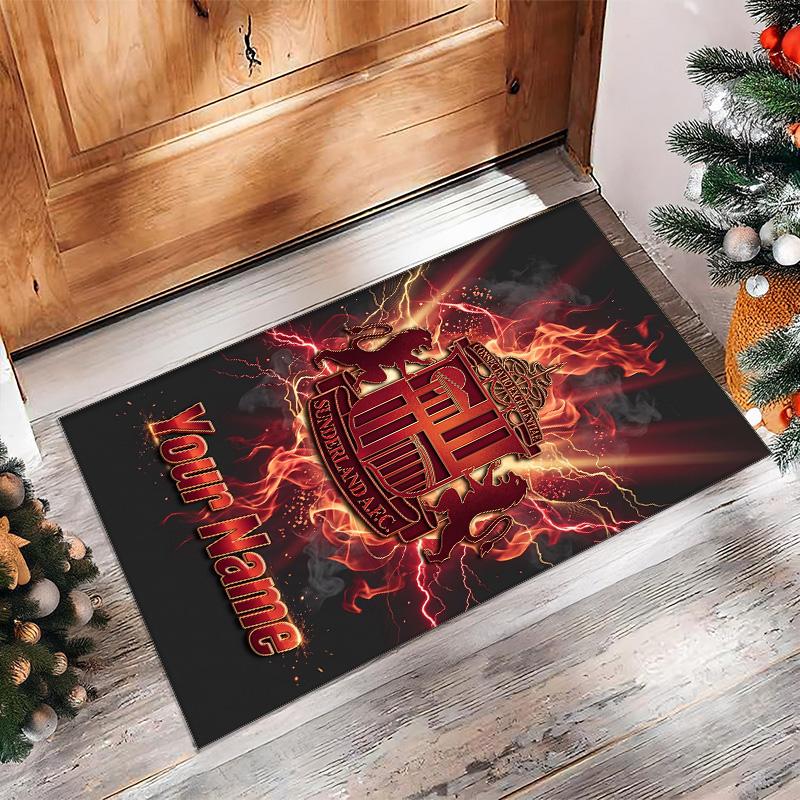 Sunderland FC Printed Crystal Velvet Rug Non‑Slip Crystal Velvet Carpet For Sofa Bedroom Indoor Home Decoration
