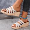 Roman Shoes Versatile Thick Soled Wedge Heel Cross Strap Height Increasing Casual Shoes Thick Soled Slippers