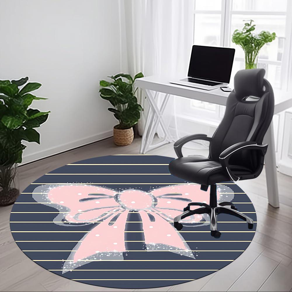 1pc Bowtie Chair Carpet for Office, Indoor Non Slip Washable Polyester Fiber Carpet,