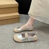 Flat Single Shoes Women's 2025 Spring New Shallow Mouth Velcro One-word Large Size Mary Jane Casual Shoes