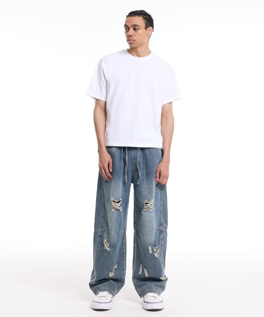 CREAM SODA LAB Men'S Standard Fit Cropped Short Sleeve Tee White