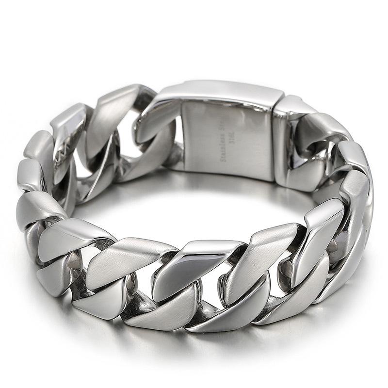 Europese en Amerikaanse tijmensen mode-persoonlijkheid eenvoudige en elegante titanium stalen herenarmband