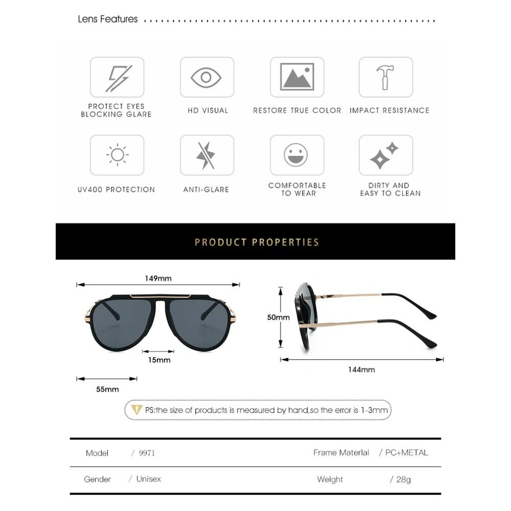 Advanced Pilot's Large-frame Sunglasses Unisex Trend Riding Driving Mountaineering Camping Ultraviolet-proof Shades Glasses