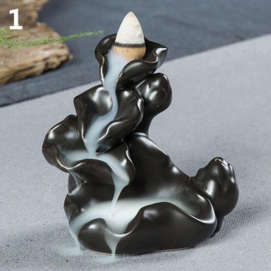 Mini soporte de incienso de estilo chino, quemador de incienso de cerámica con corriente de montaña