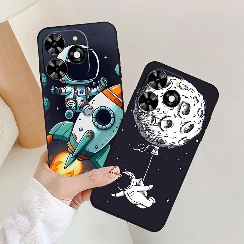 For Tecno Spark Go 2024 Phone Case astronaut Silicone Camera Protection Back Cover For Tecno Pop 8 Funda Coque Spark Go2024 BG6