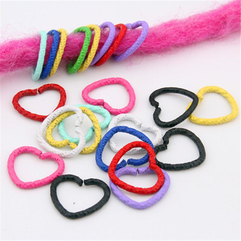 50Pcs Love Heart Hair Jewelry For Dreadlock Hair Braid Charm Dreadlocks Accessories Braid Rings Cuffs Clips Braid Decors