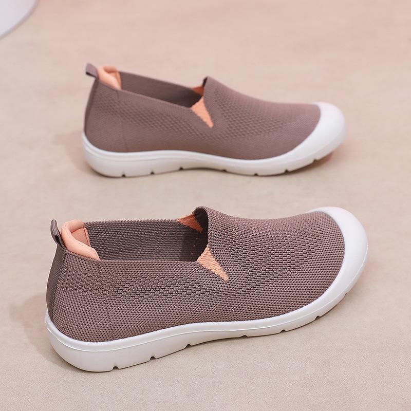 Women's Casual Walking Flats Shoes Non-Slip Lightweight Knitted Sneakers for Women Breathable Running Shoes Comfortable Platform Loafer Workout Shoes