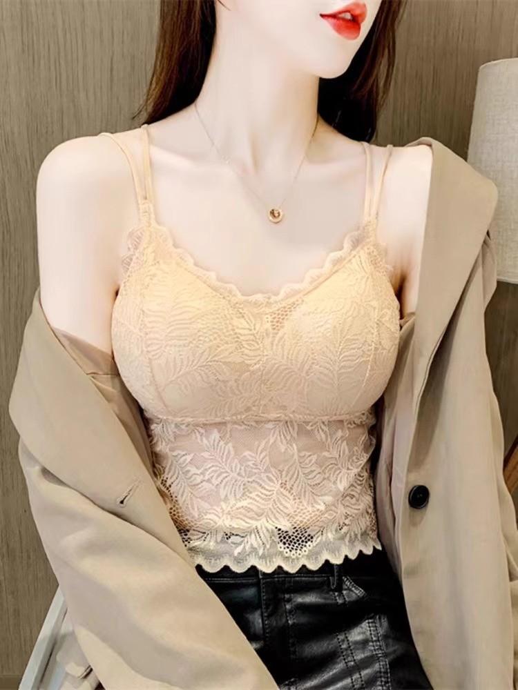 Women Lace Backless Crossover Camisole With Padded Support For Spring Fashion