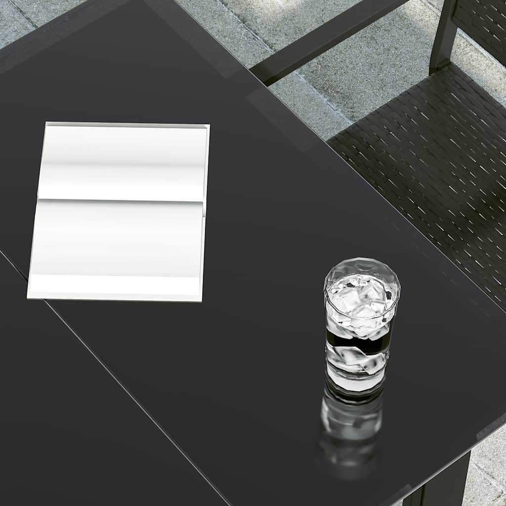 Garden Dining Table Black 80 X 80 X 74 Cm Steel and Glass