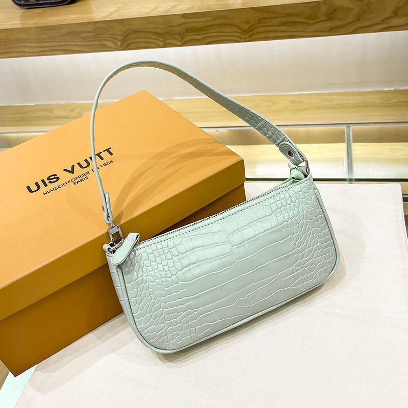Französisches Design Damen Retro Achseltasche Krokodilmuster PU-Leder Damen Umhängetaschen Einfarbige Mädchen Clutch Geldbörsen Handtaschen