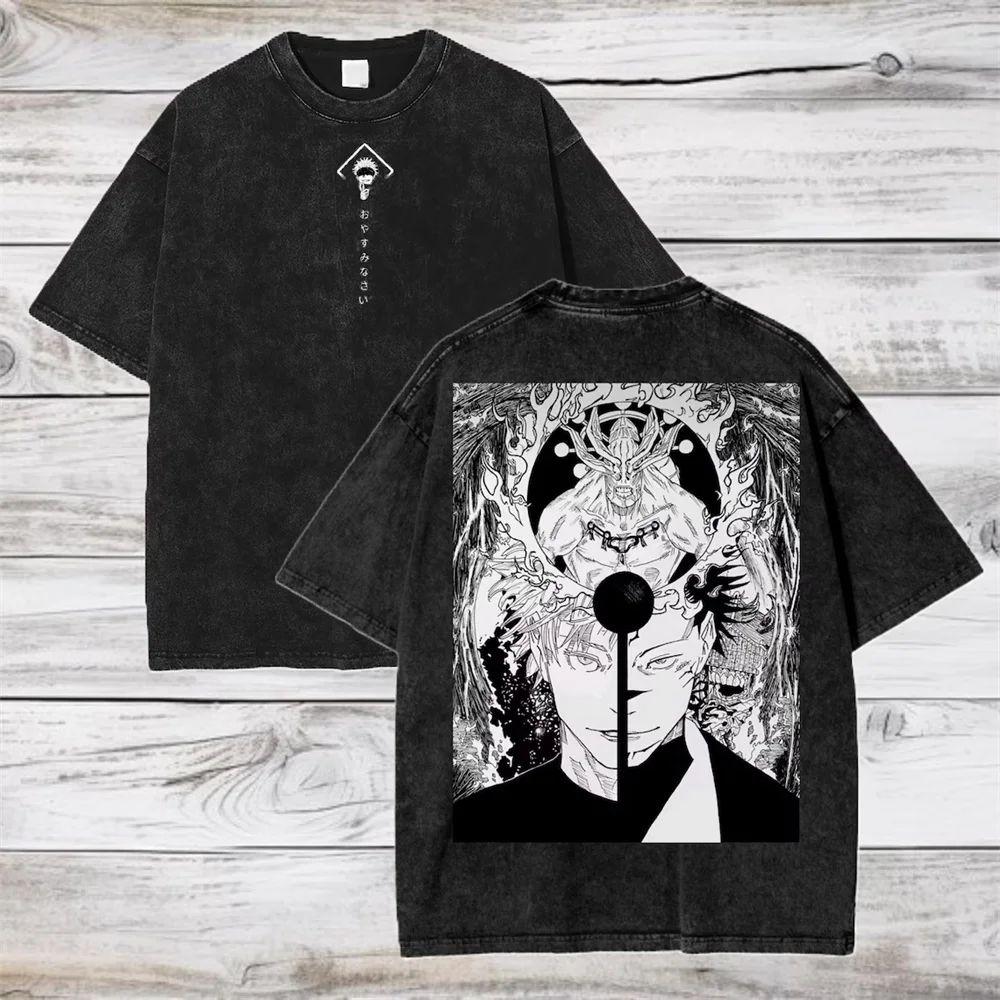 Gojo Satoru Jujutsu Kaisen T-Shirt Gewaschenes Baumwoll-T-Shirt T-Shirt Herren Damen Kleidung Sommer Kurzarm-T-Shirts Streetwear